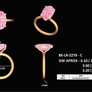 Fancy Pink Lab Diamond Oval Ring